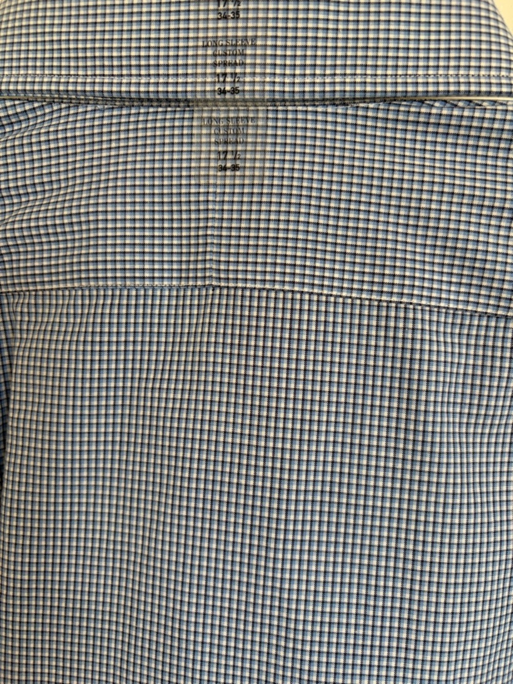 NWT Polo by Ralph Lauren men's Blue Micro-Check 17 1/2 Dress Shirt - Picture 9 of 10